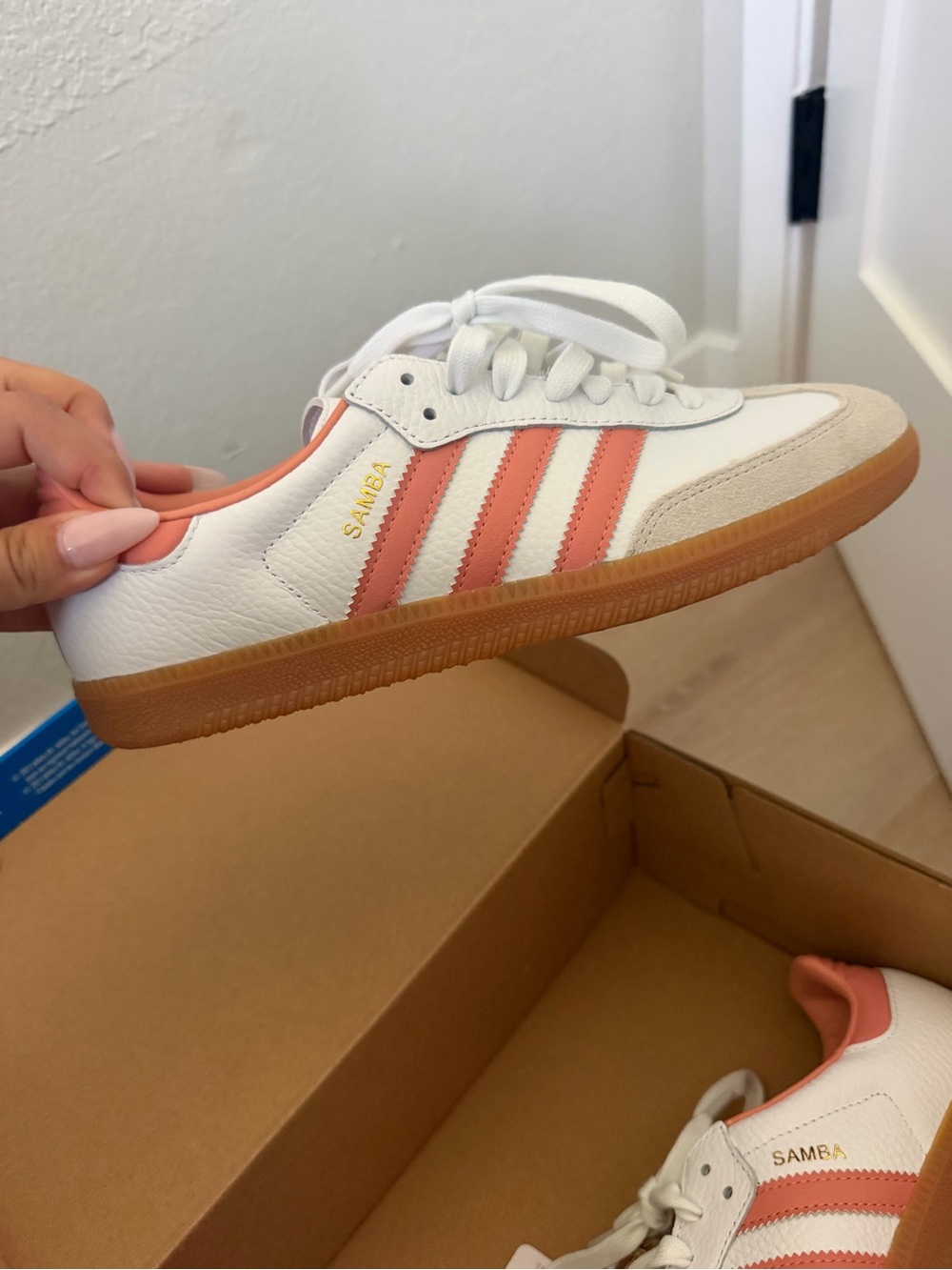 adidas women’s Samba Sneakers - White & Peach - Picture 2 of 3